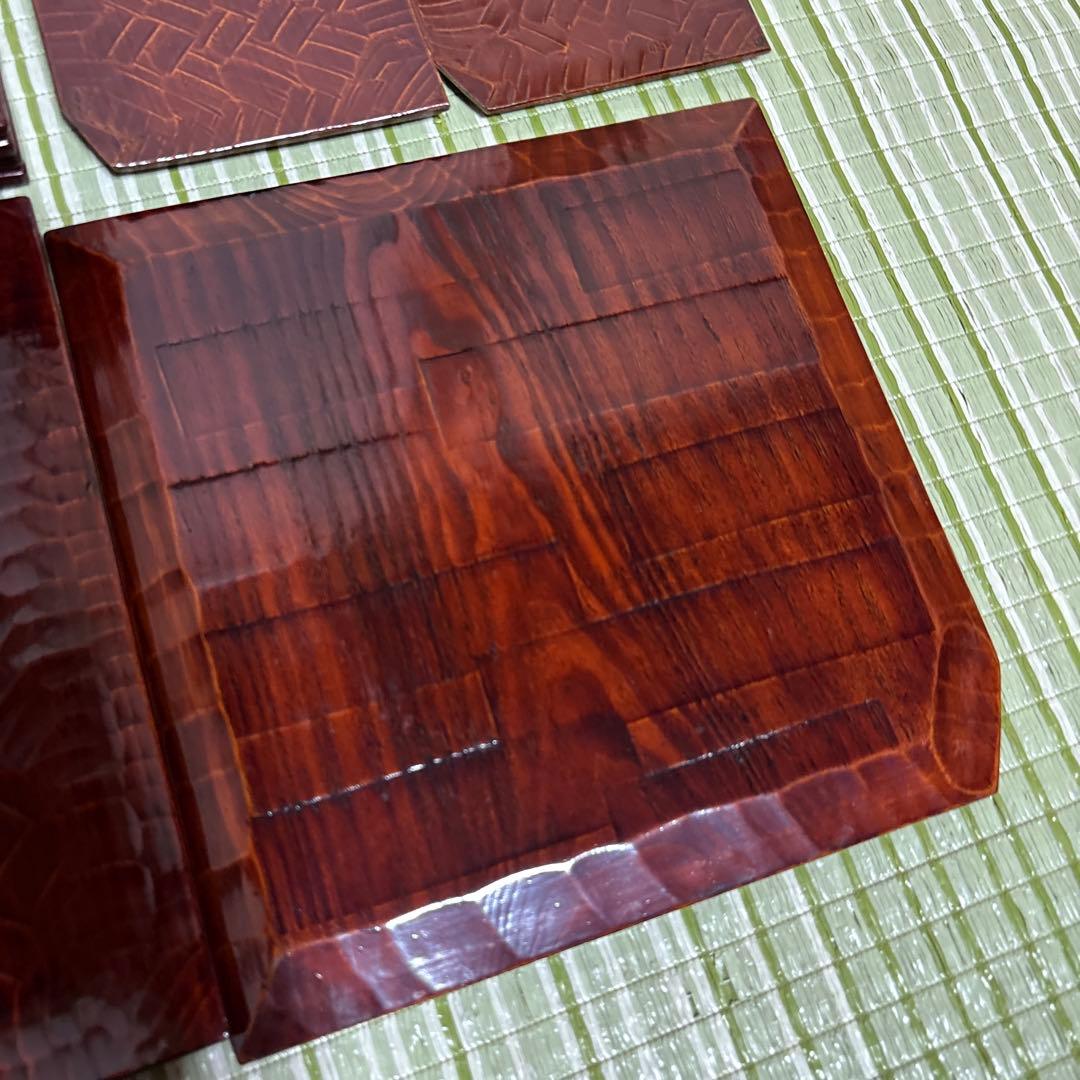 折式　讃岐彫刻　お盆　お膳　菓子盆　工芸品　骨董品　角折　角盆　皿