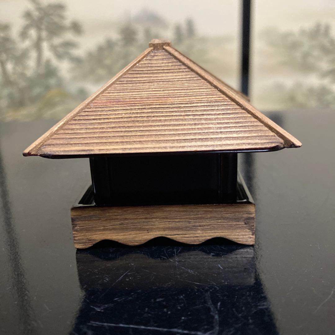 茶道具　浮御堂古材　御堂香合　大亀老師在判箱書　稲尾誠中斎(作)