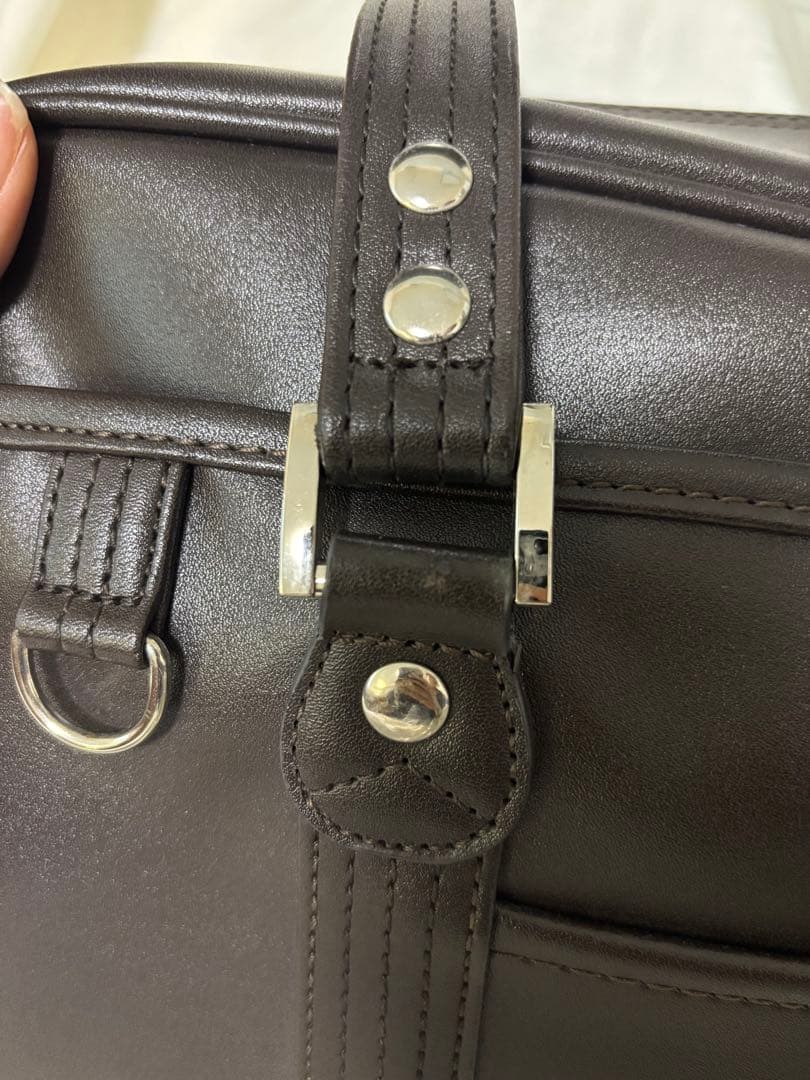 【美品】イーストボーイ　スクールバッグ　刺繍ロゴ　レザー ブラウン 白