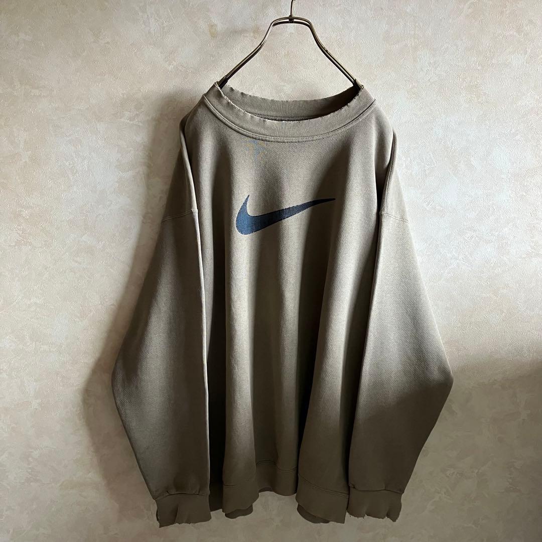 雰囲気◎90's USA製 ナイキ\"BIG SWOOSH\"スウェットXL 襤褸