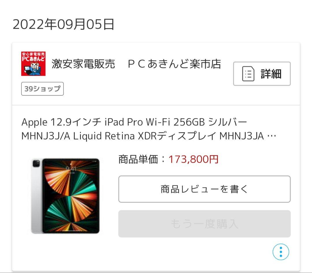き*む様 iPad Pro 12.9インチ　256GB　Retina 第5世代