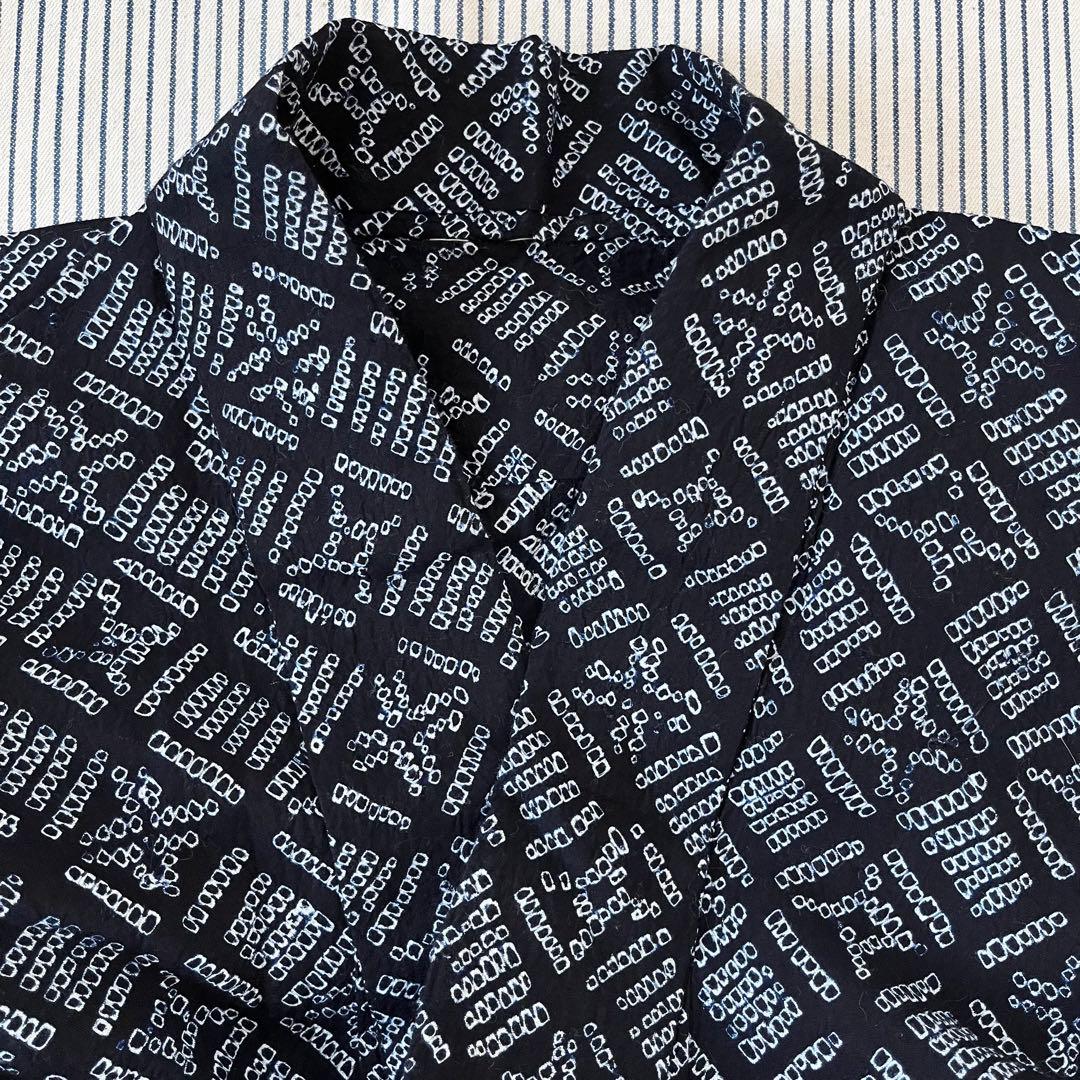 浴衣　有松絞り　一目鹿の子絞り　連続柄　紺