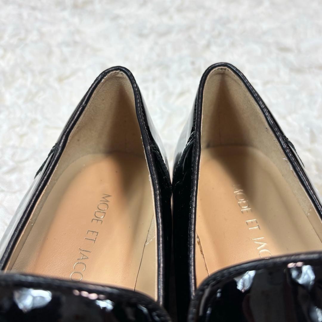 [美品] モードエジャコモ　ビジューバックル　厚底ローファー　黒　23.5