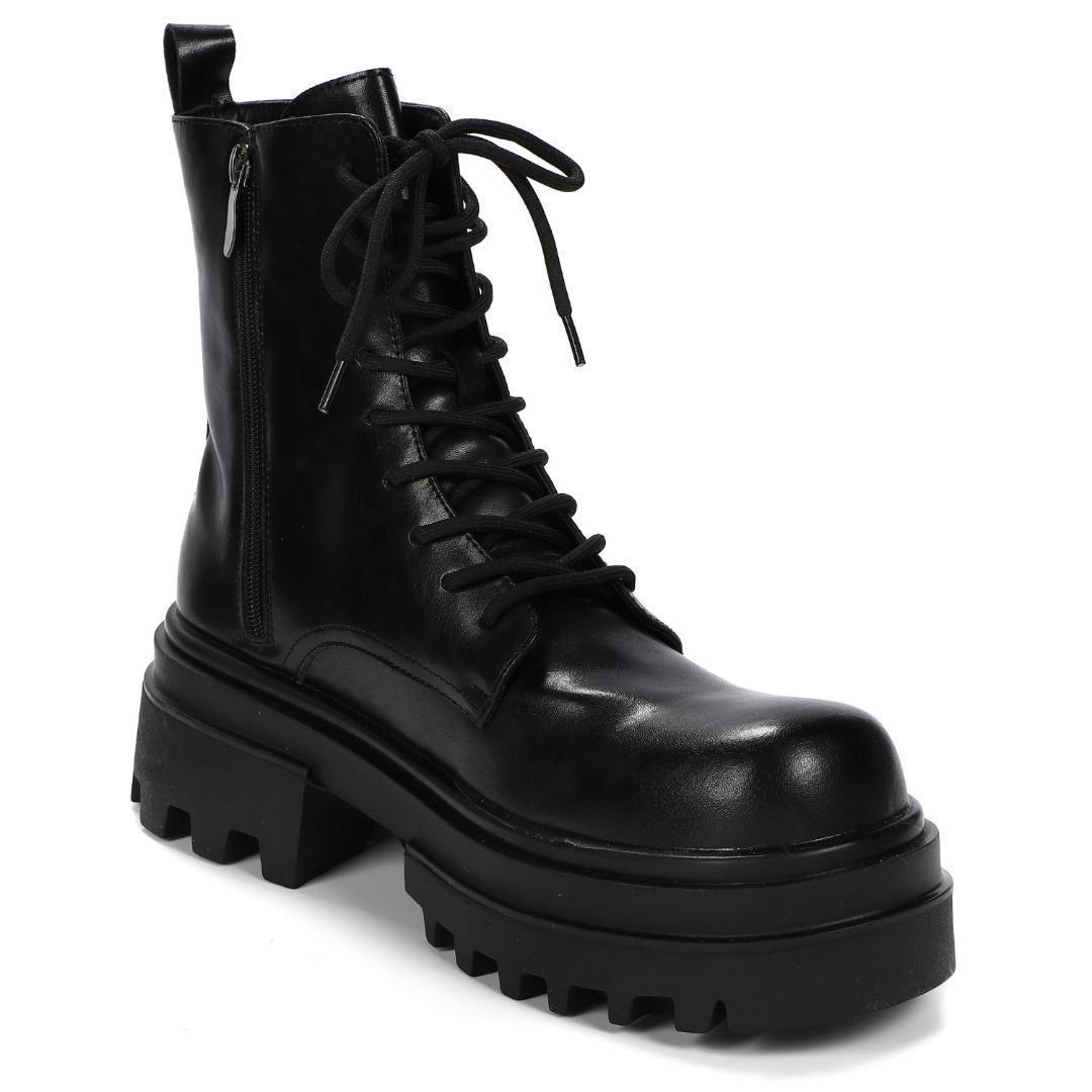 27.5cm/最大10cm身長UPメンズシークレットブーツ厚底靴ジップレザー