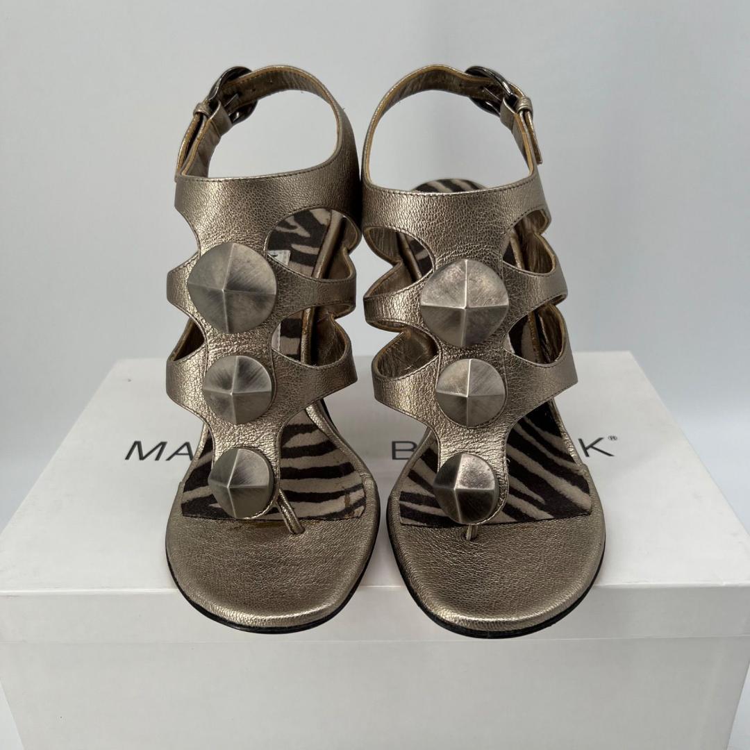 美品✨マノロブラニク ビジュー装飾付き サンダル ミュール ゼブラ 36