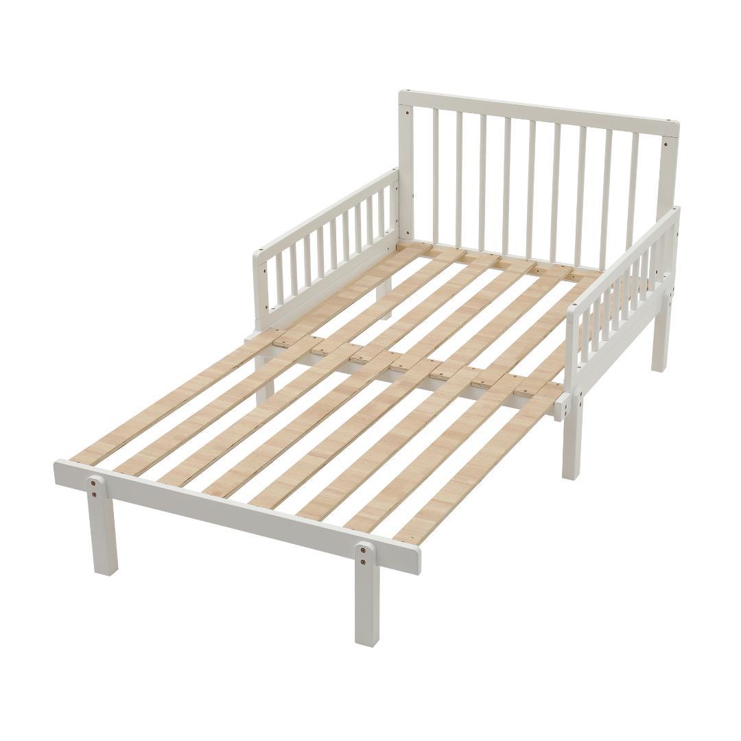 伸長式木製ベッド　引き出し付き　収納付き　天然木製　ソファベッド　WHITE