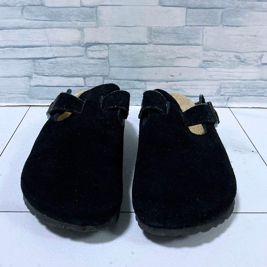 ビルケンシュトック ボストン サボサンダル 24 スエード ソフトヘッド 黒