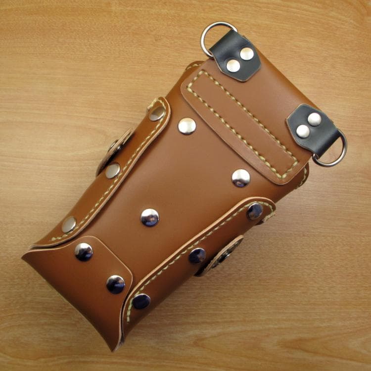 【特別価格】７丁　シザーケース　キャメル＆ダークグリーン SCA-254/CCA