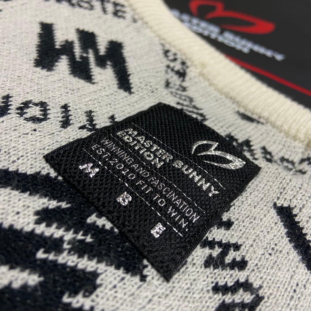 マスターバニー パーリーゲイツ ロゴ総柄 ニットセーター クルーネック サイズ５