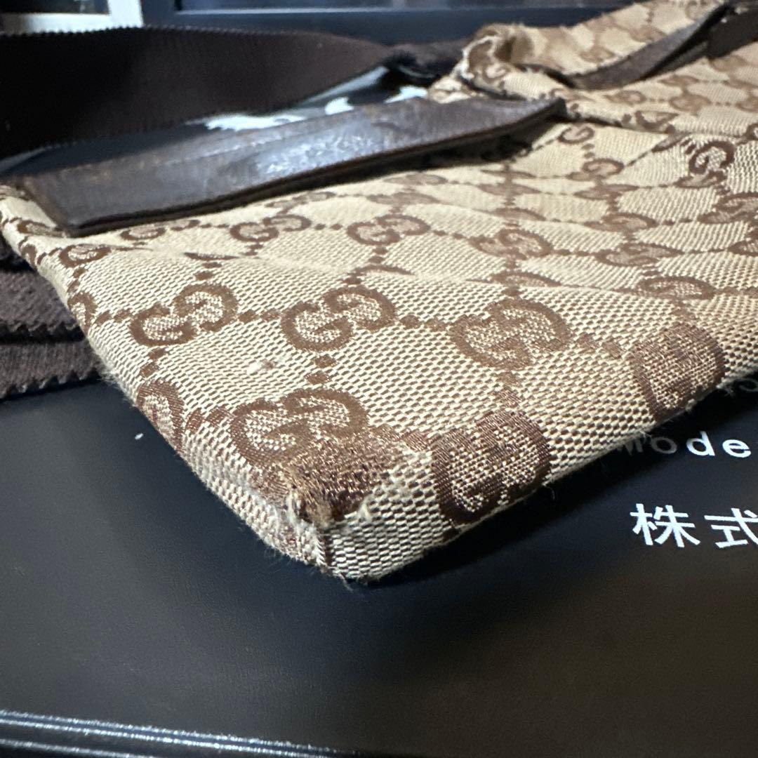 グッチ ボディバッグ GG柄 ジャガード キャンバス レザー ベージュ