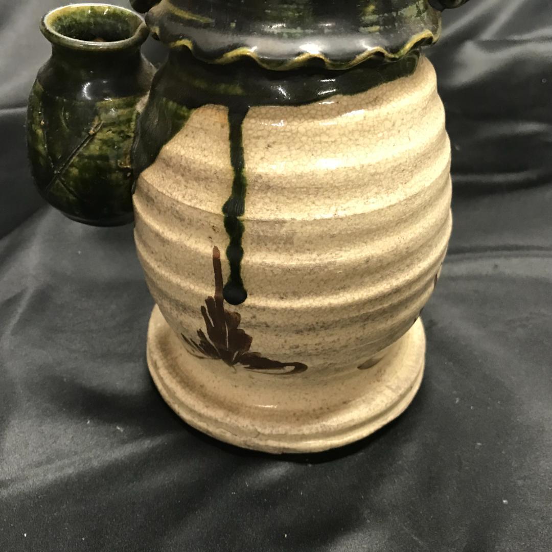 北大路魯山人 織部 南蛮人燭台 蝋燭立て