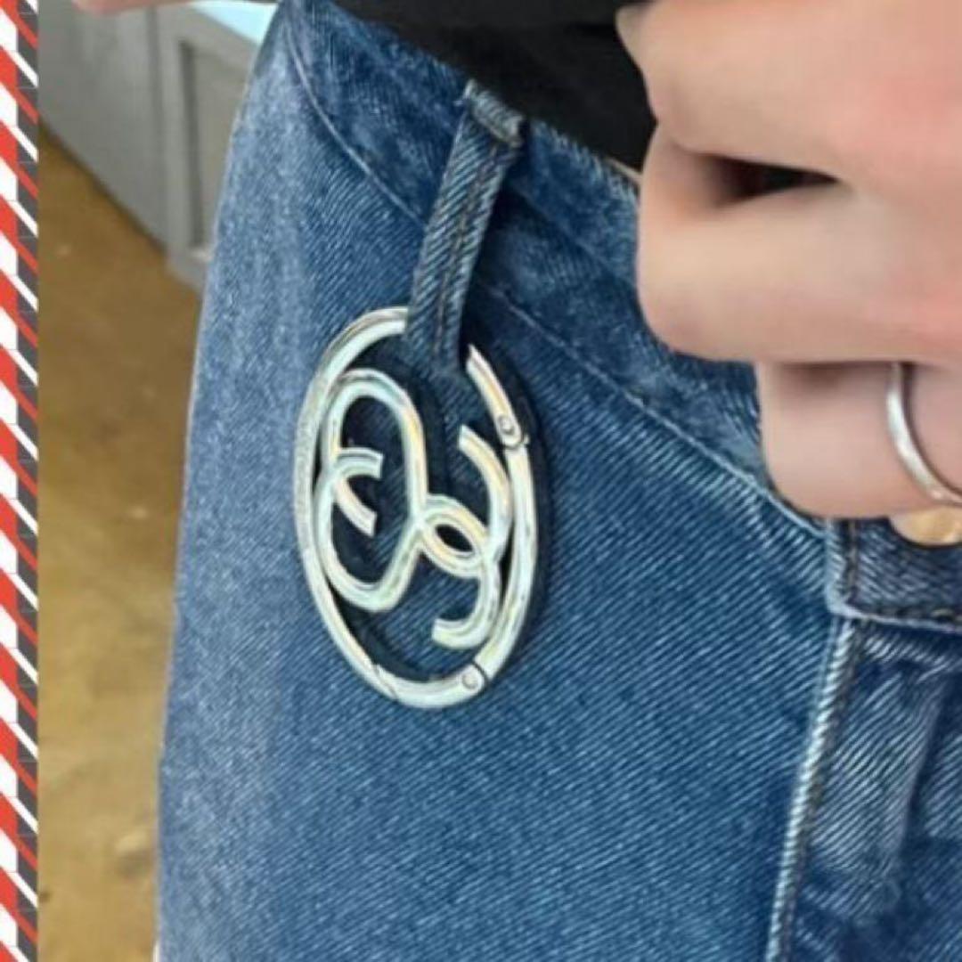 STUSSY デザインキーリング シルバー