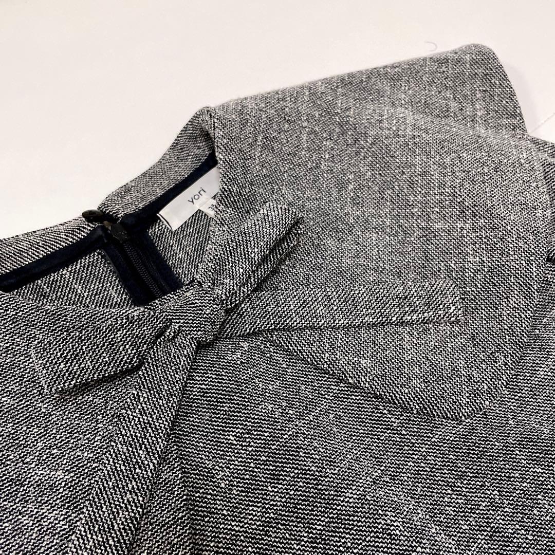 【あーちゃん】yori　スプリングツイードライクブラウス　リボン　グレー