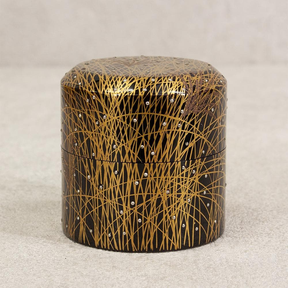 塗師 常寛 淡々斎書付 花押 面中次 嵯峨野蒔絵 棗 茶器 茶道具 木箱