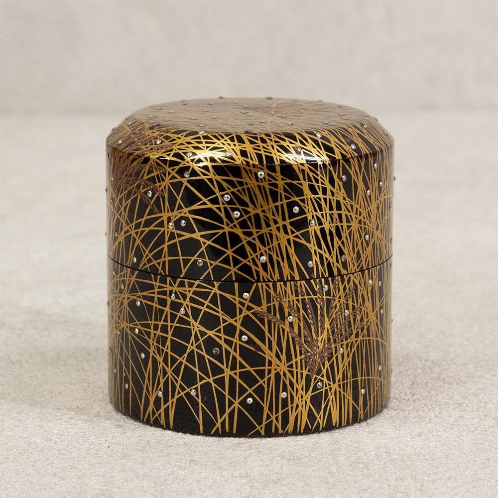 塗師 常寛 淡々斎書付 花押 面中次 嵯峨野蒔絵 棗 茶器 茶道具 木箱