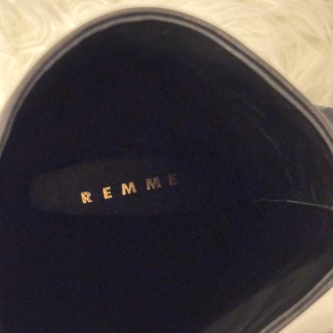 美品REMME レメ ロングブーツ ローヒール 別注 本革 36 黒