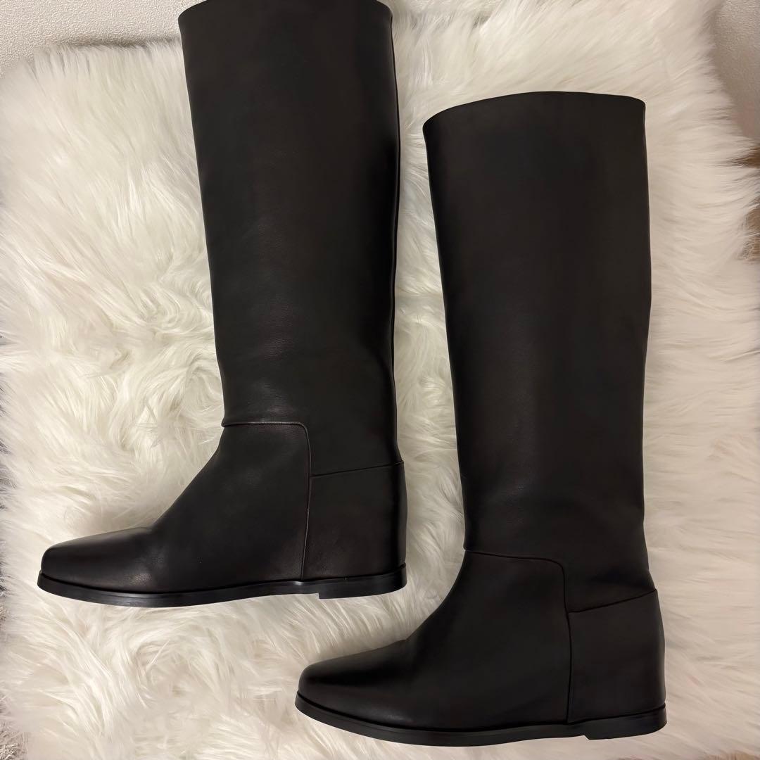 美品REMME レメ ロングブーツ ローヒール 別注 本革 36 黒