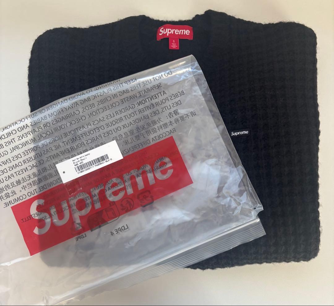 Supreme Small Box Waffle Sweater ブラック S