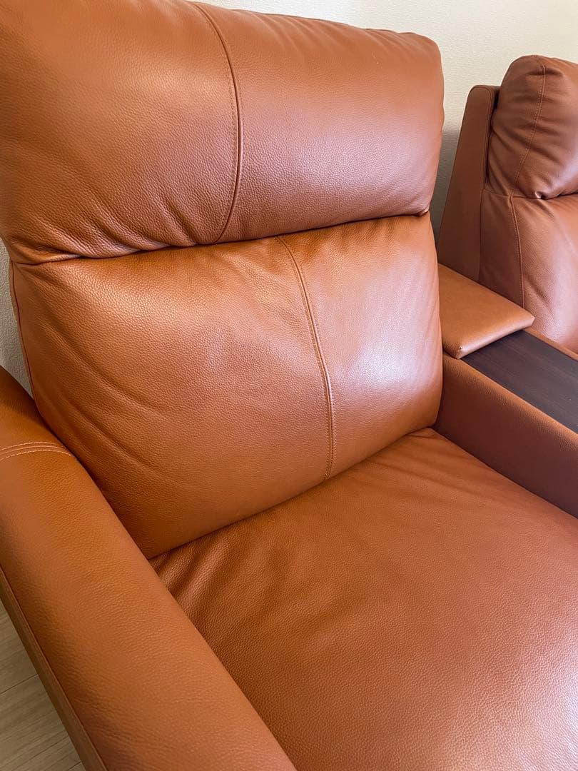 ブラウン レザー リクライニングソファ