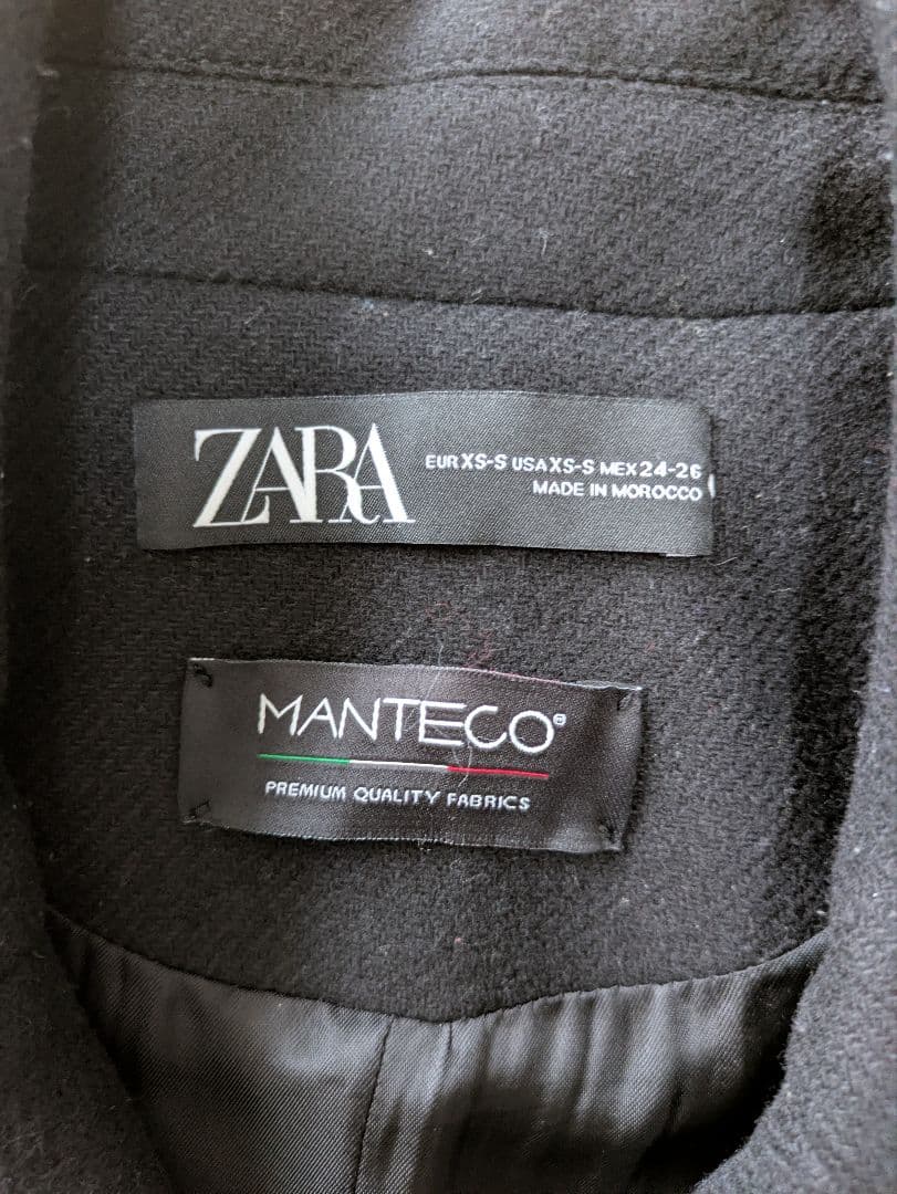 ザラ 完売 ZARA MANTECO ショート ウールブレンドコート ブラック
