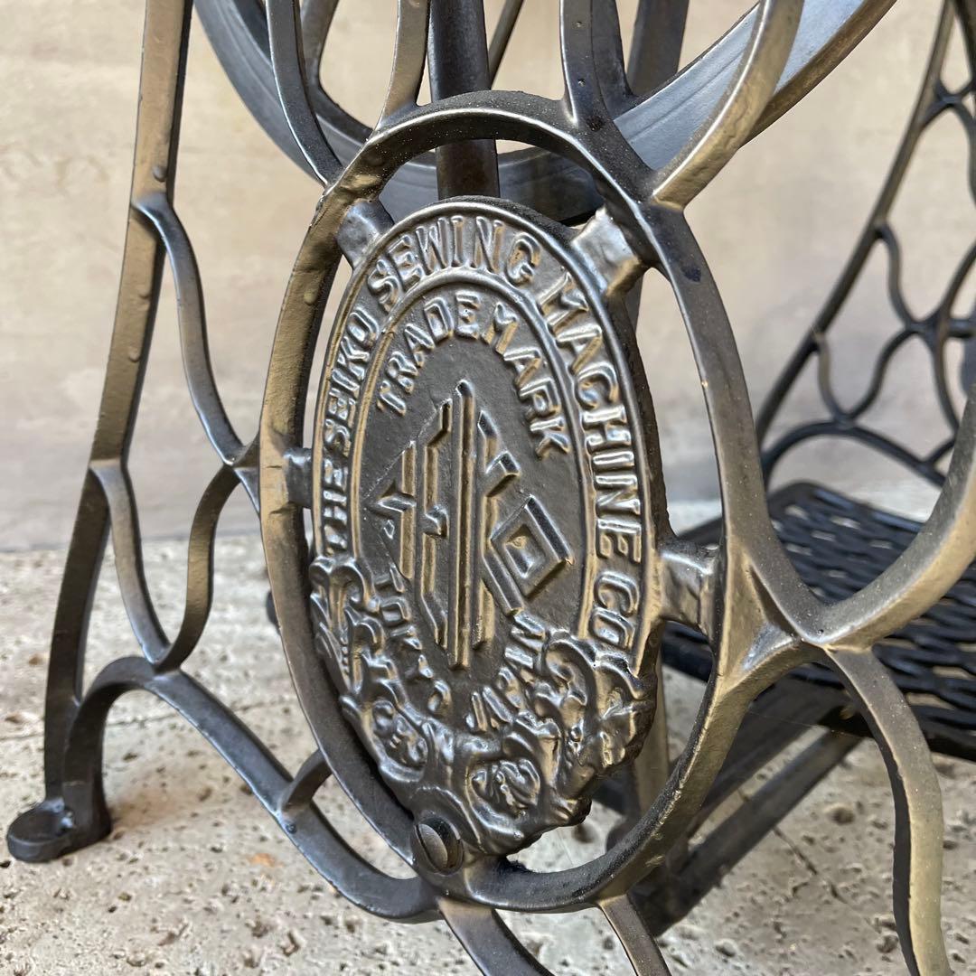 希少　工業用ワイド　アンティークミシン脚テーブル　【SEIKO】 足踏みミシン