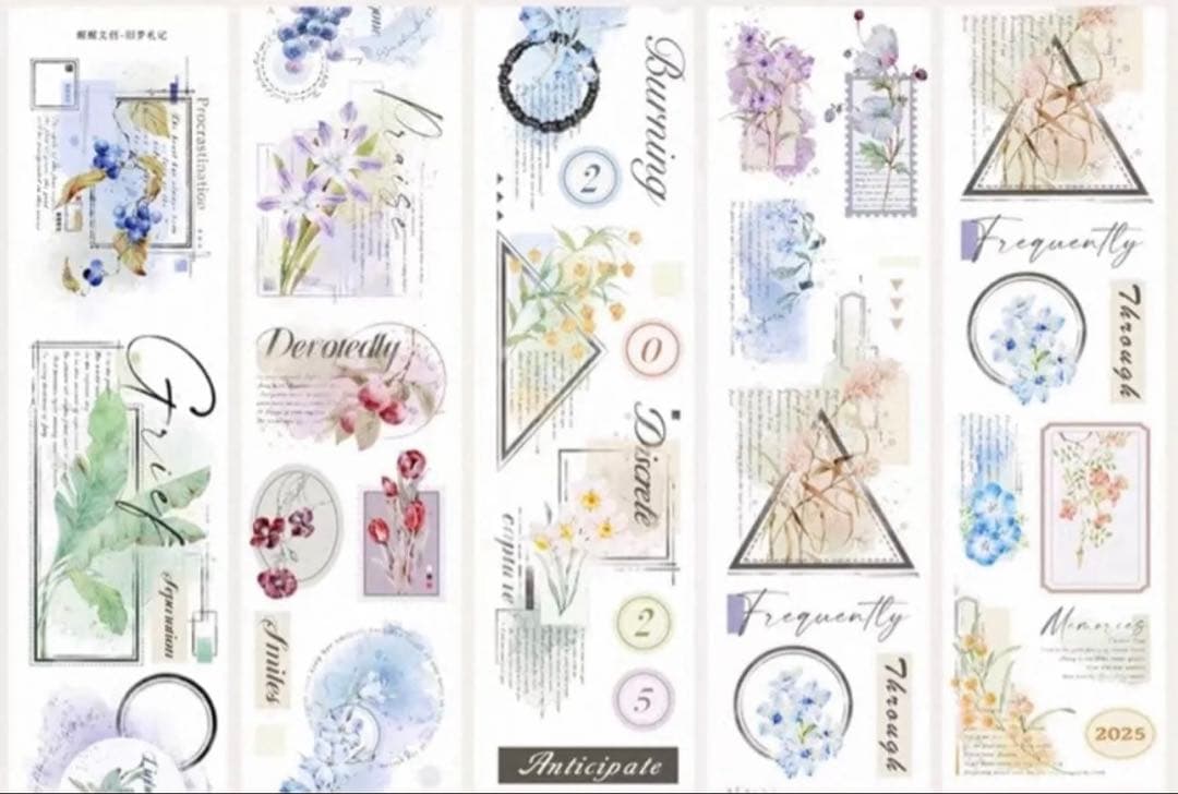 雾面PET 6.5cm×5m 旧梦札记 ダイカット 海外マスキングテープ　英字