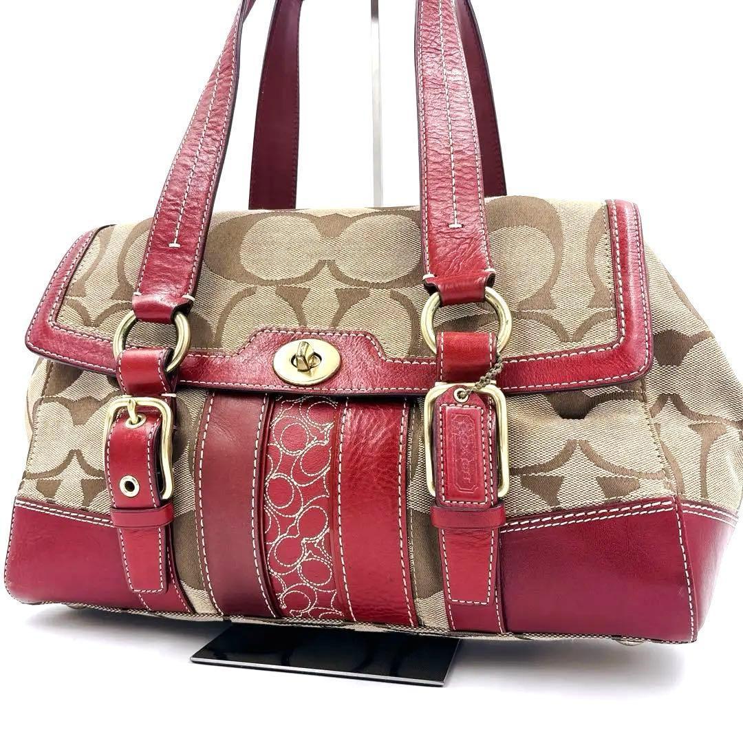 COACH シグネチャー レザーキャンバス ハンドバッグ 00s Y2K