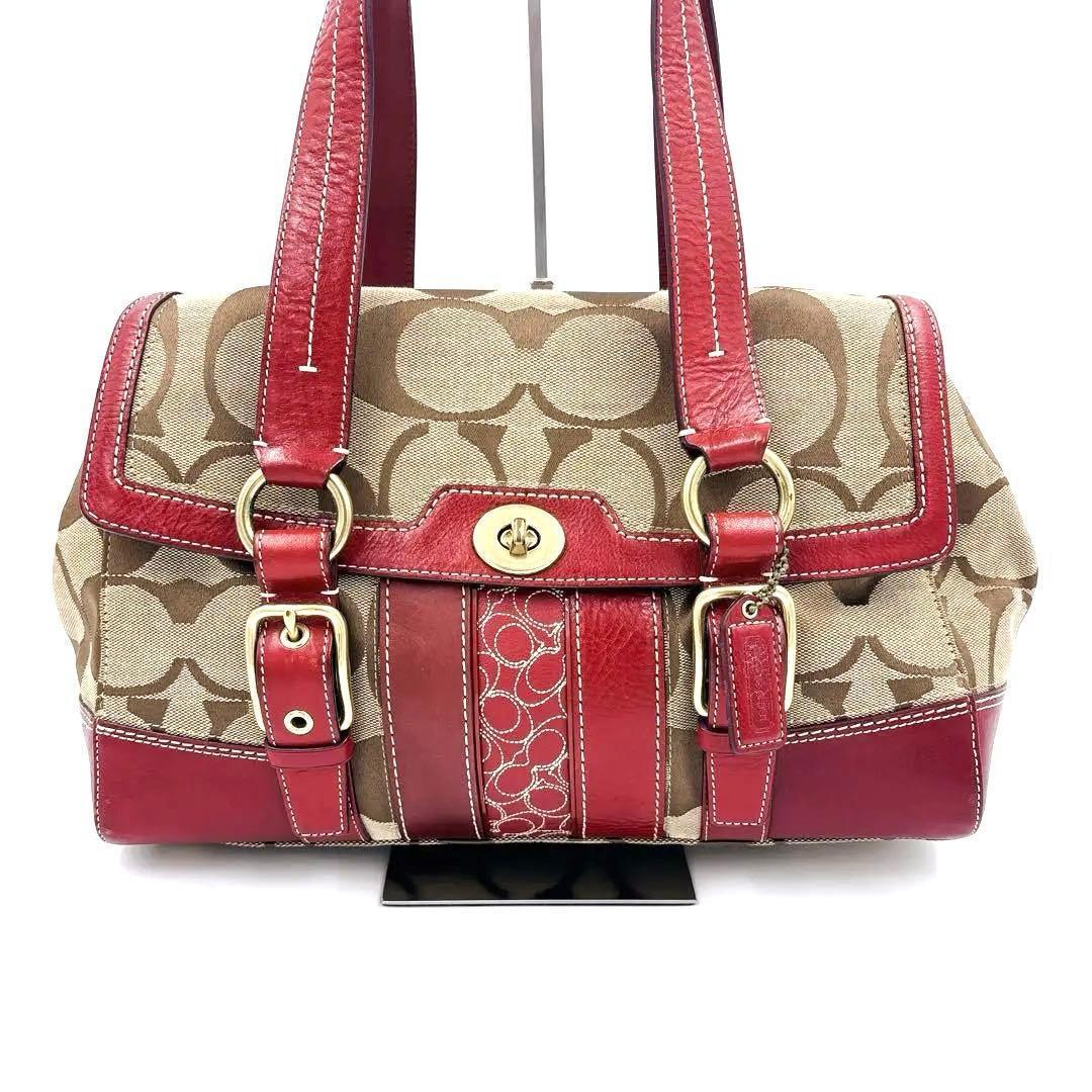 COACH シグネチャー レザーキャンバス ハンドバッグ 00s Y2K