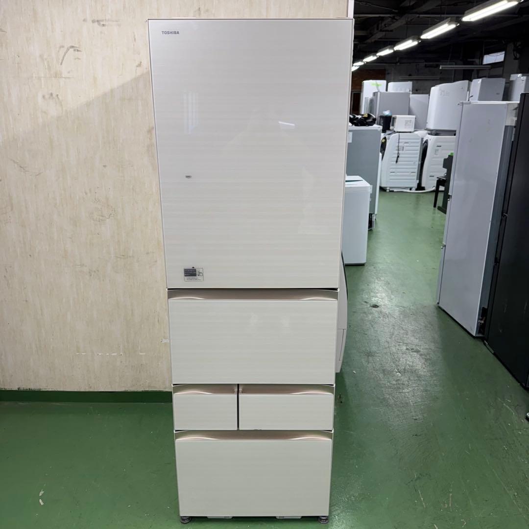 655 ガラストップ　鏡面　ホワイト　5ドア　大型冷蔵庫　400L〜500L