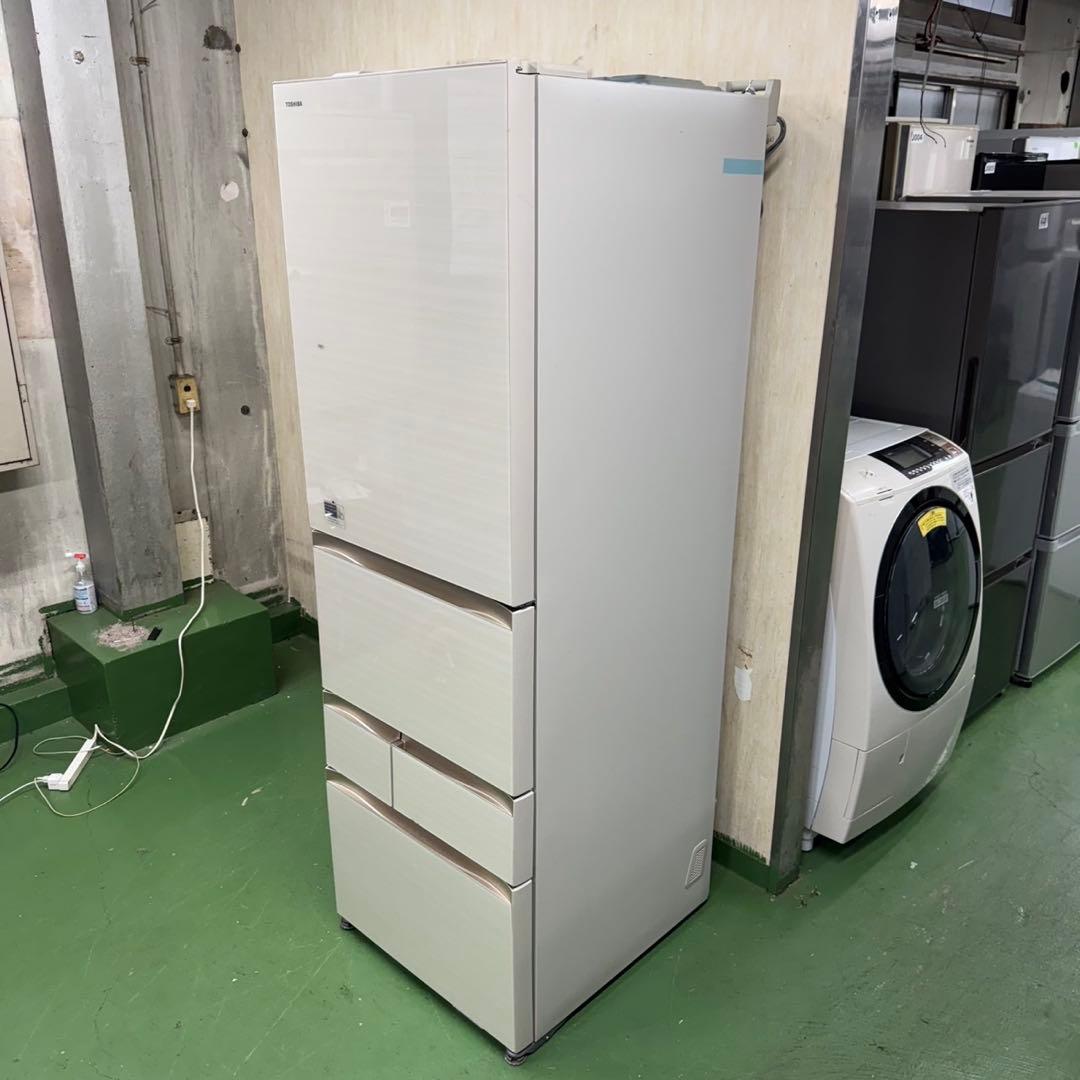 655 ガラストップ　鏡面　ホワイト　5ドア　大型冷蔵庫　400L〜500L