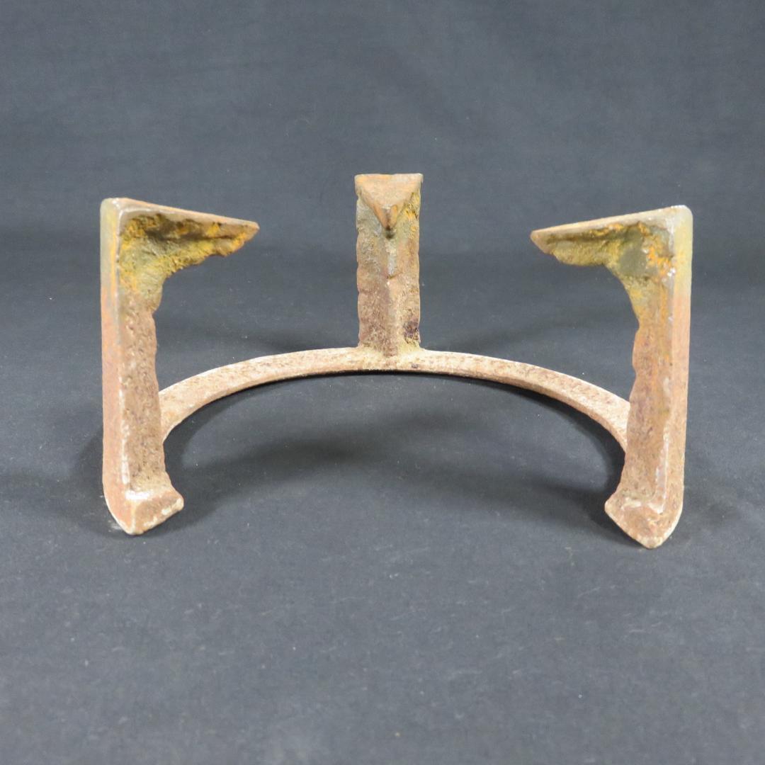 唐銅 利休 面取風炉 風炉師 一ノ瀬宋辰 五徳 鬼爪 底瓦付　共箱