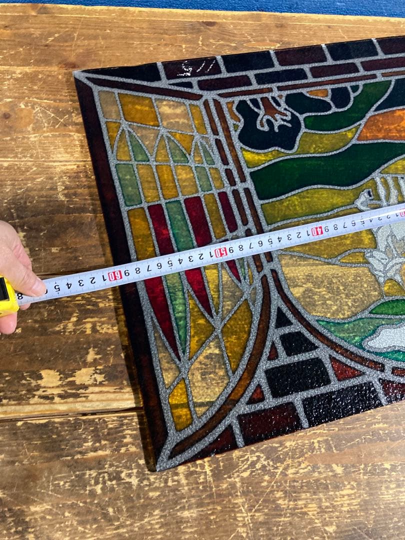 ステンドグラス　壁掛けインテリア　アンティーク調　ヴィンテージ　ユニコーン