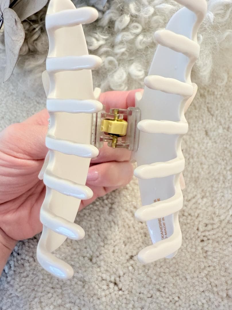 アレクサンドル ドゥ パリ リボンモチーフ ヘアクリップ　パール　スワロフスキー