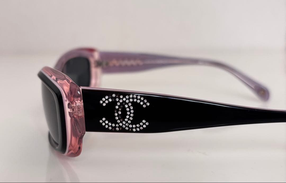 シャネル サングラス ココマーク ラインストーン バイカラー ピンク