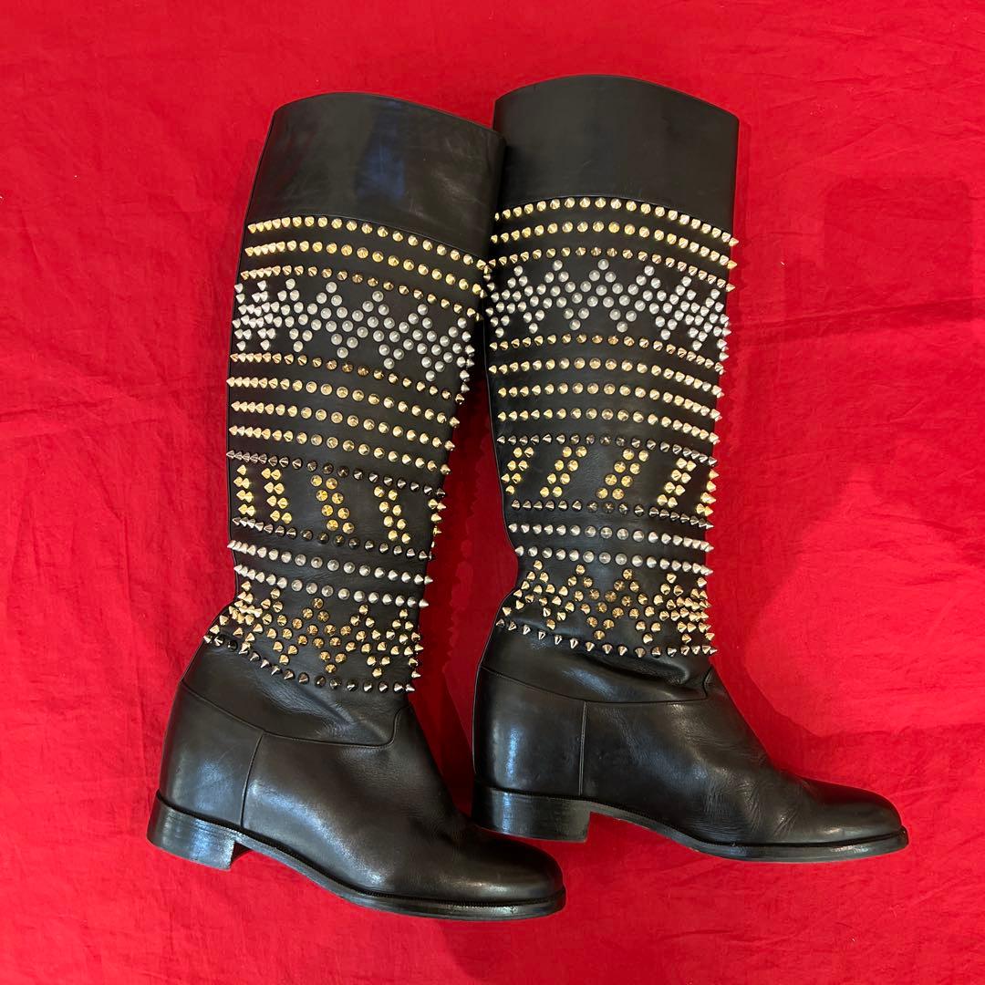 定価35万円　クリスチャンルブタン　スタッズ　ブーツ　ROM CHIC FLAT