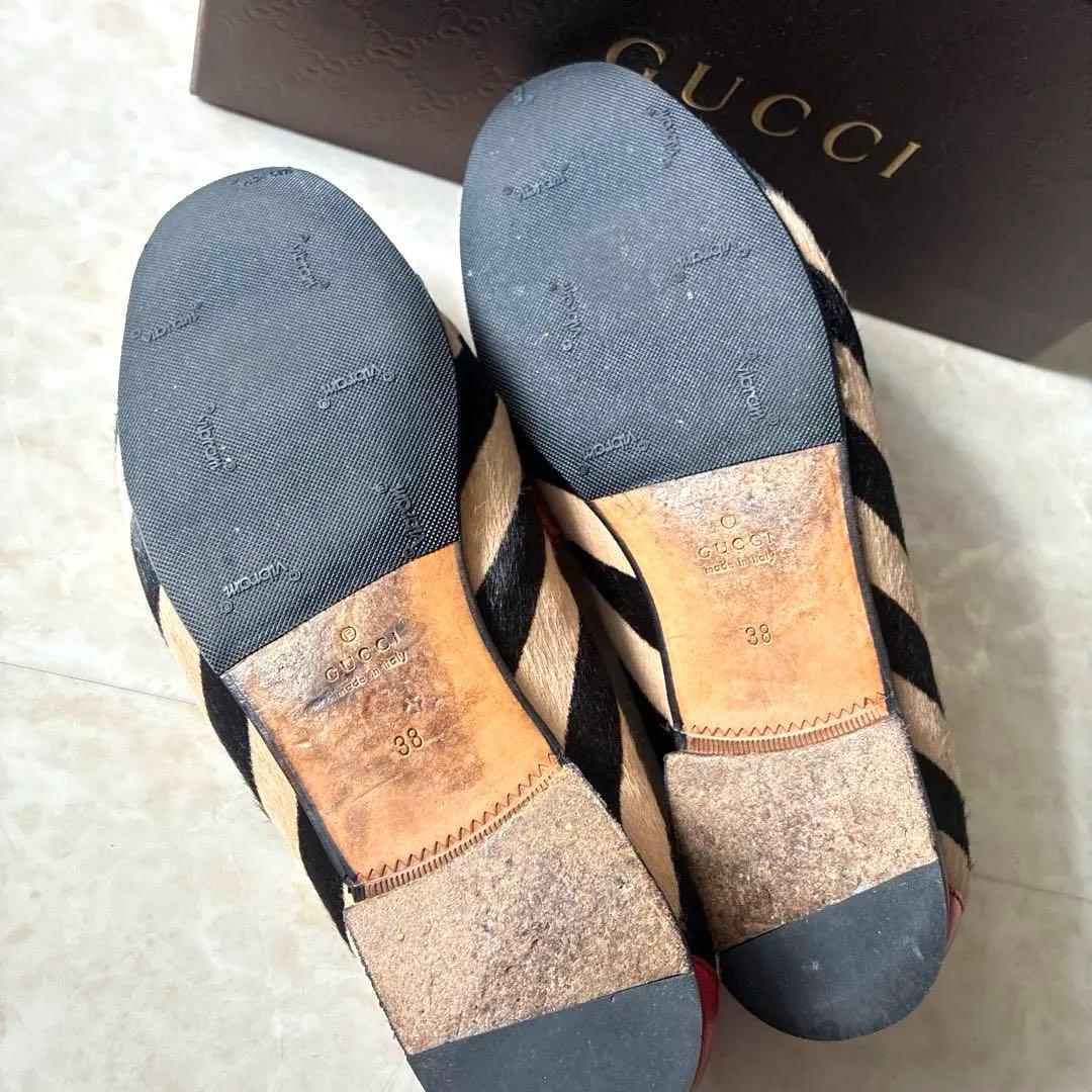 最終価格// GUCCI ハラコ ホースビットローファー 38 ゼブラ柄　正規品