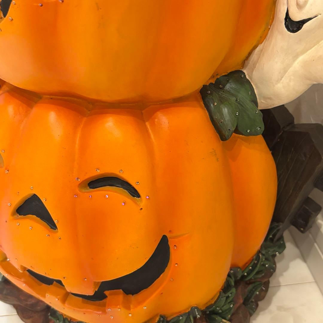 存在感あり！　ハロウィン カボチャの置物 3段　（光ファイバ）