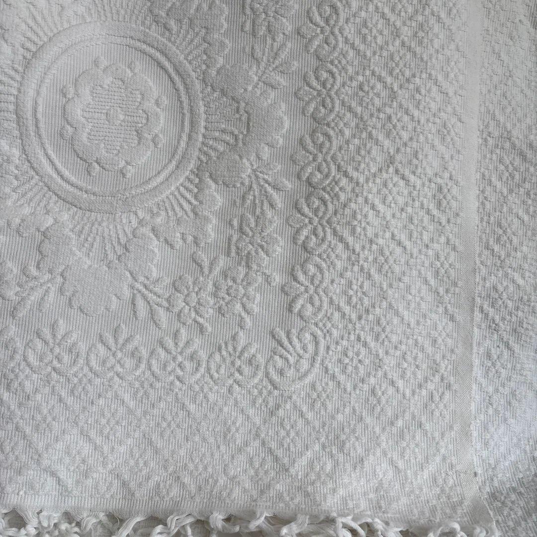 ピケ　ド　マルセイユ　ベッドスプレッド　カバー　フランスアンティーク