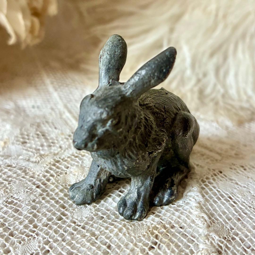 19世紀うさぎフィギュア　オブジェ　ペーパーウェイト　フランスアンティーク