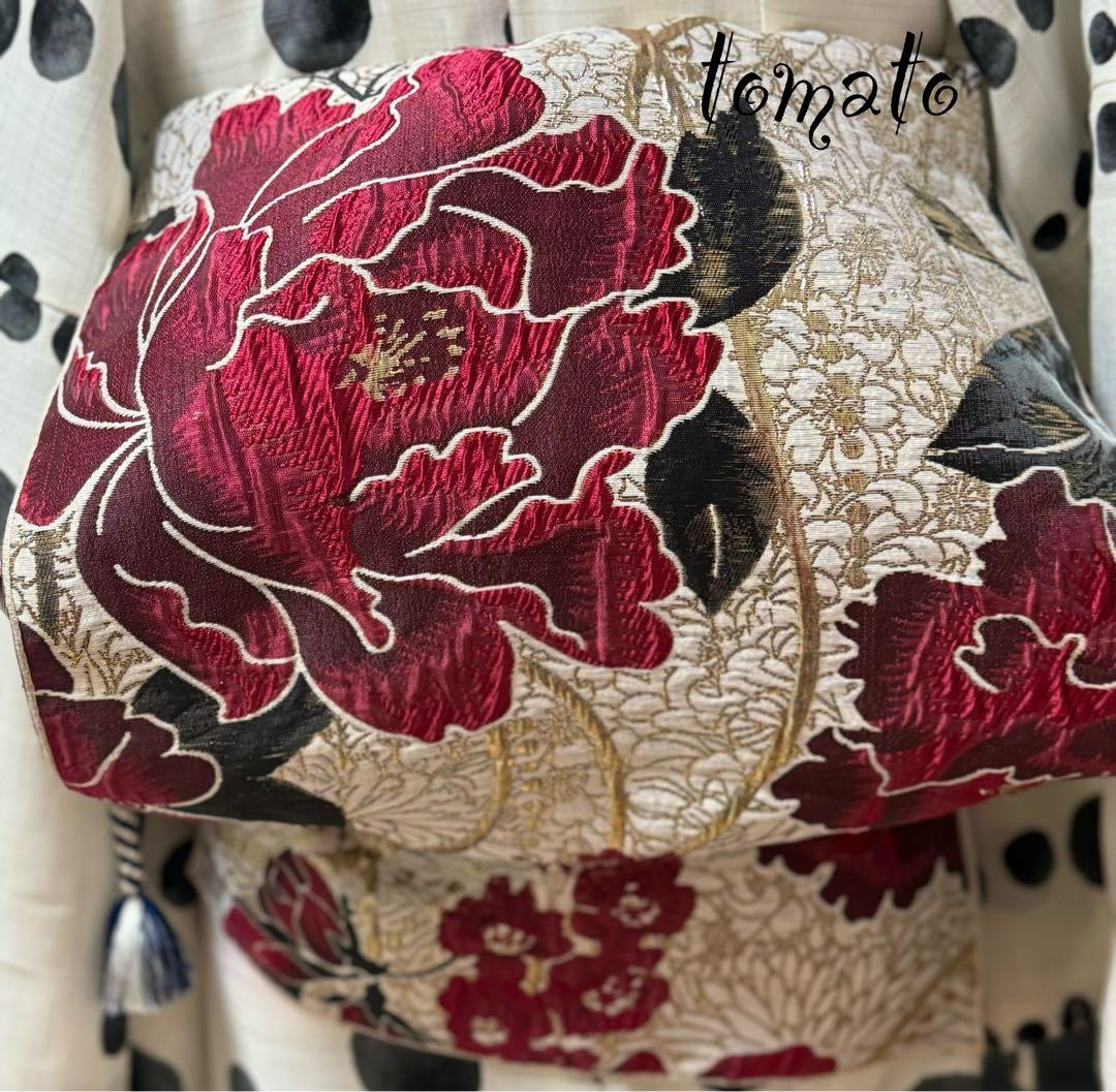 大人兵児帯【ブラックリリー】【シャクヤク紅】のセット