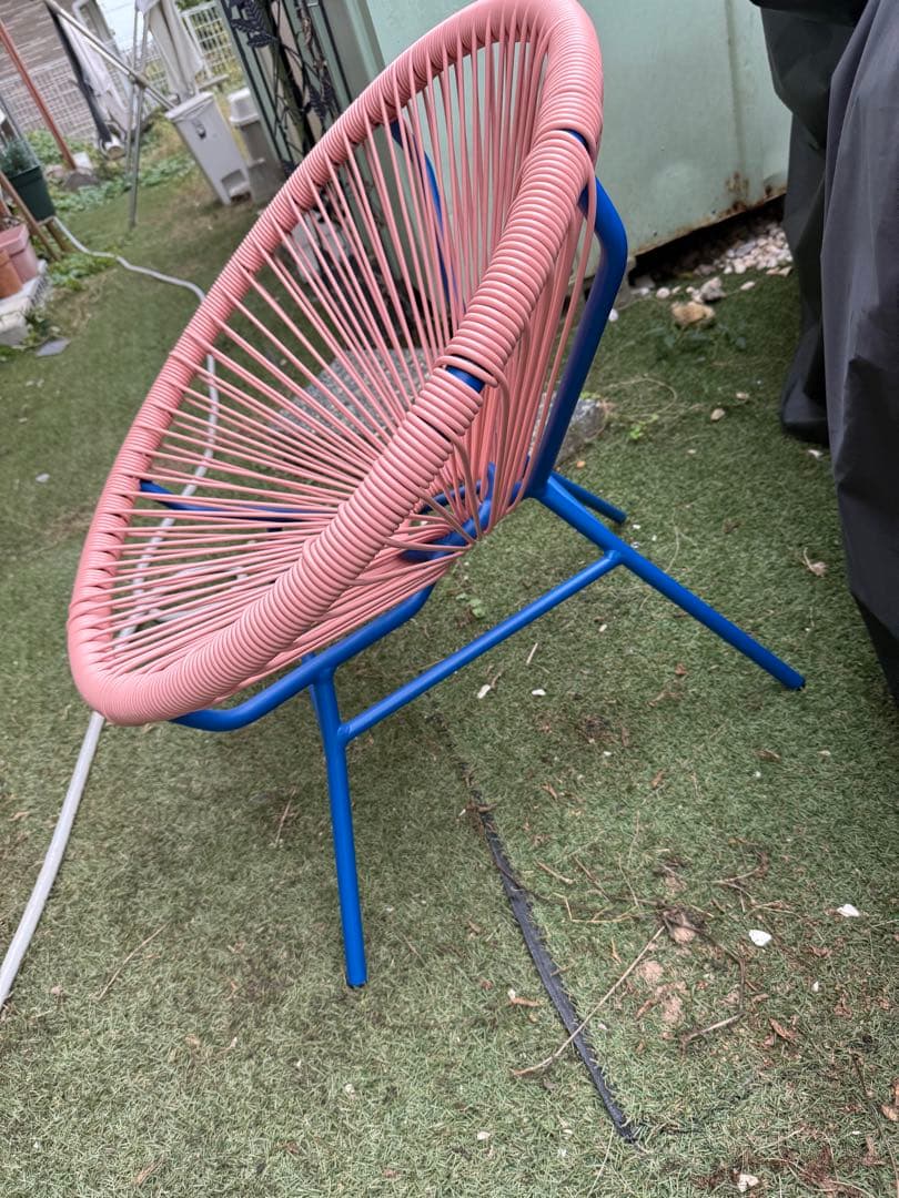 引取　引渡　廃盤 Francfranc ロータスパーソナルチェア ピンク×ブルー