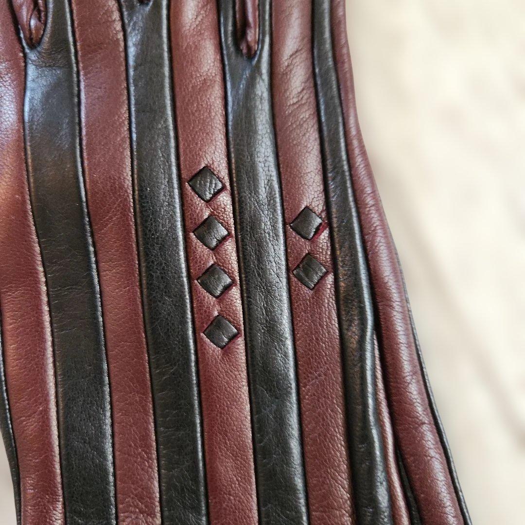 ☆彡ボッテガヴェネタのレザー ストライプ ロンググローブ 6 1/2☆彡