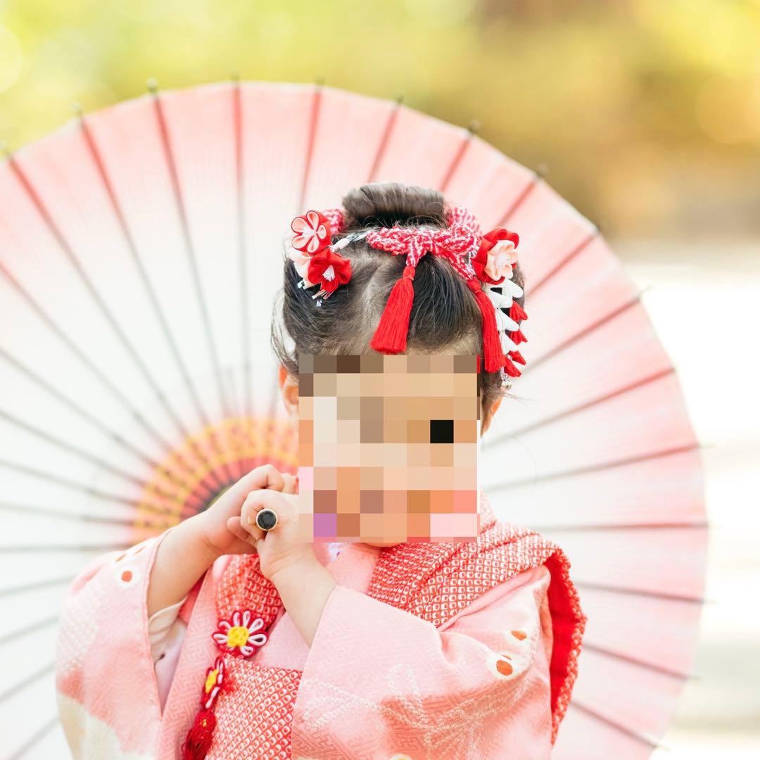 おはりばこ　八重梅　七五三 髪飾り 三歳　日本髪　つまみ細工