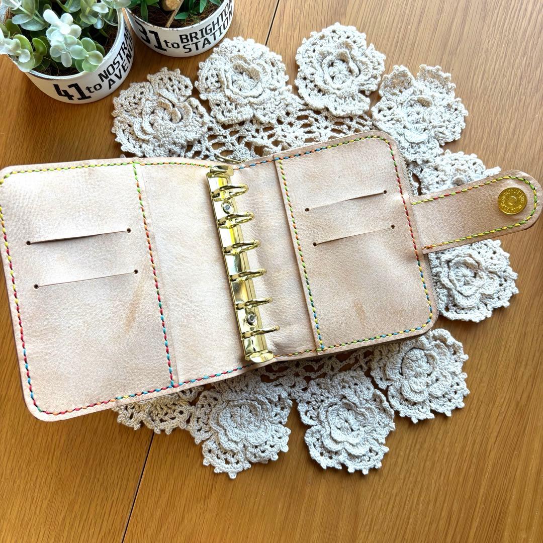 marinページ★ お財布一体型システム手帳　ミニ6 牛革　コンパクト財布