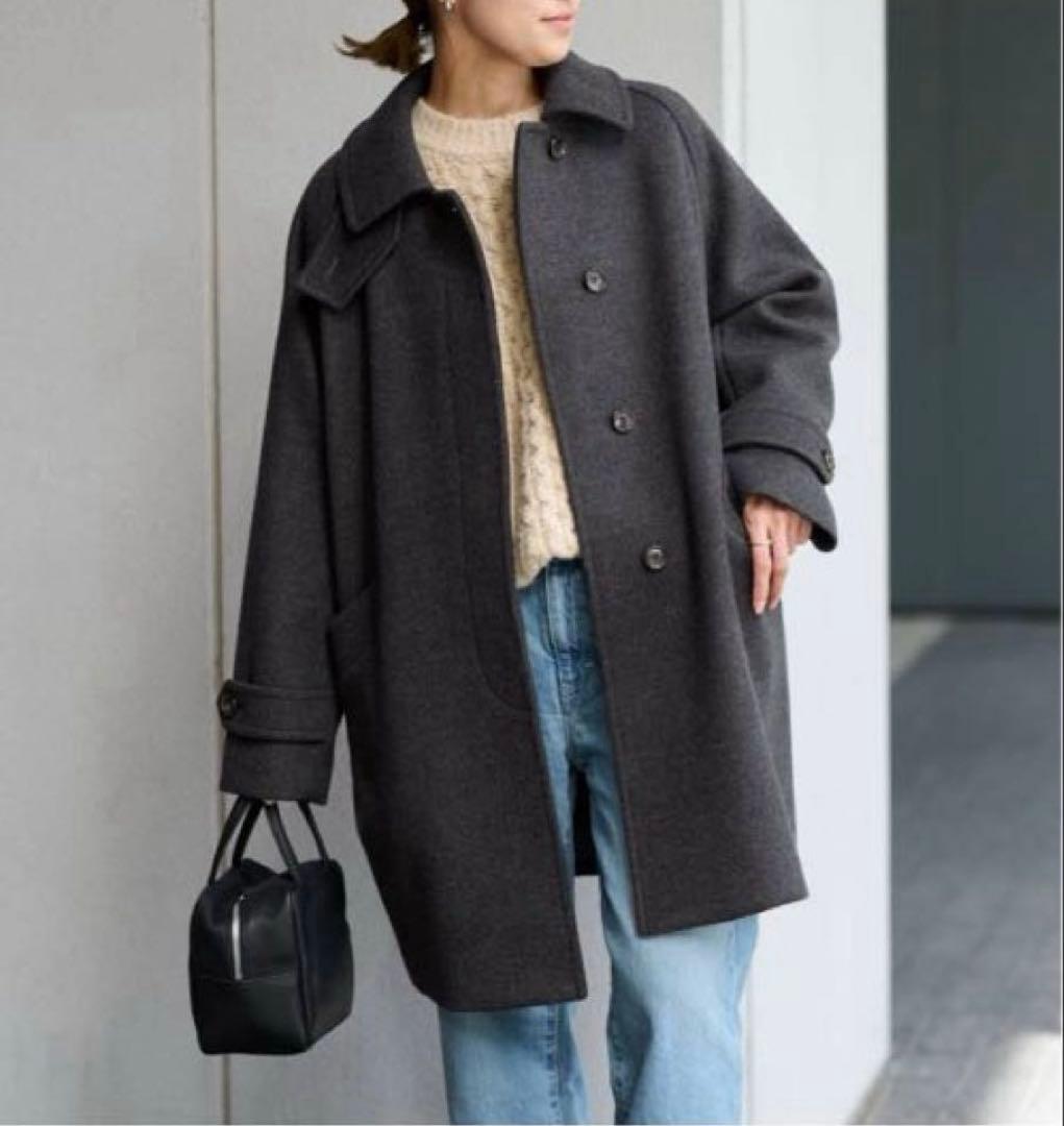 【新品タグ付き】 FRAMeWORKラムウールMIXシャルムバルカラーコート36