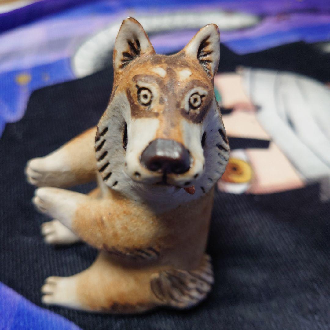 狼　陶器　置物　写真立て