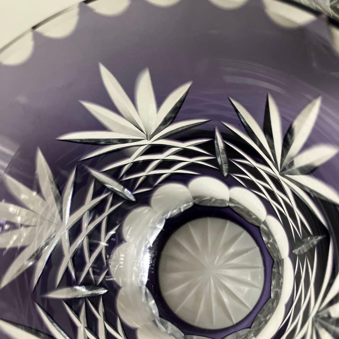 未使用　色被せ切子　ローズボウル　花瓶