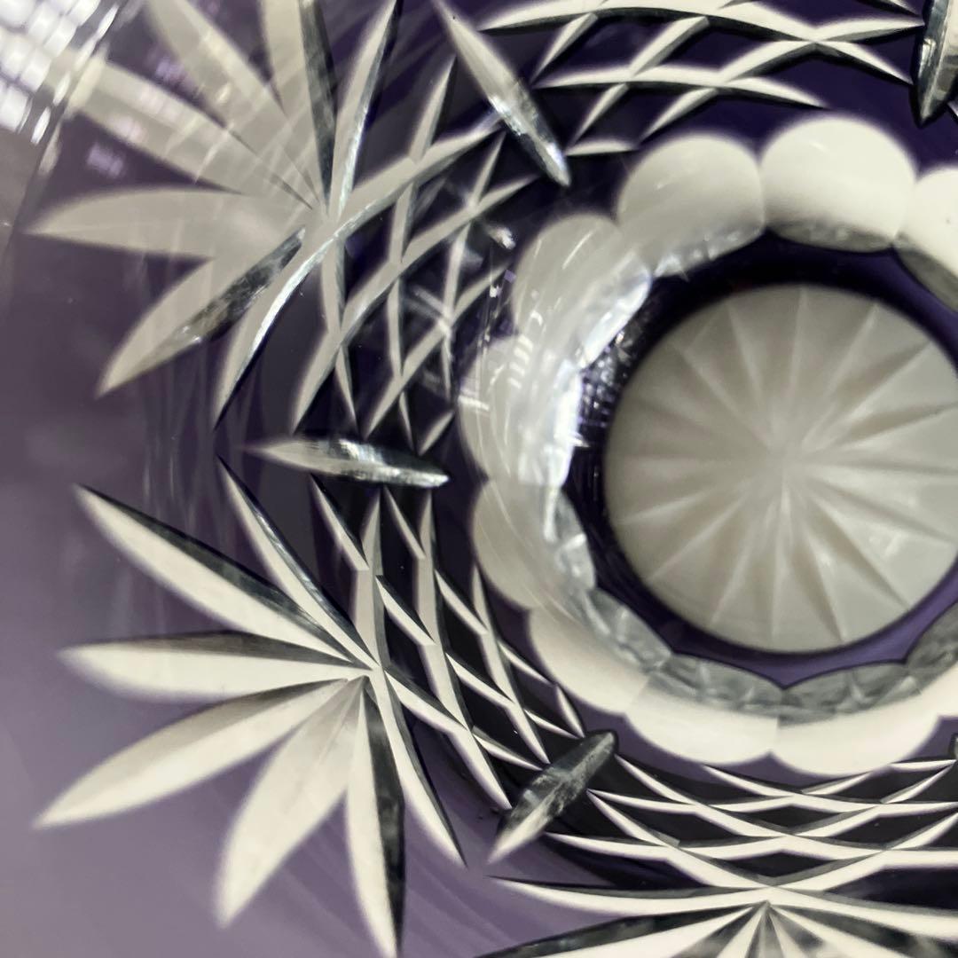 未使用　色被せ切子　ローズボウル　花瓶