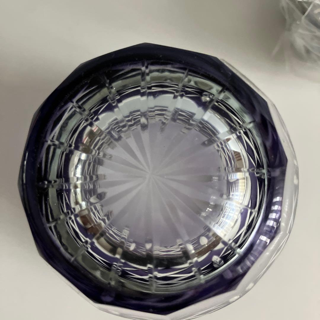 未使用　色被せ切子　ローズボウル　花瓶