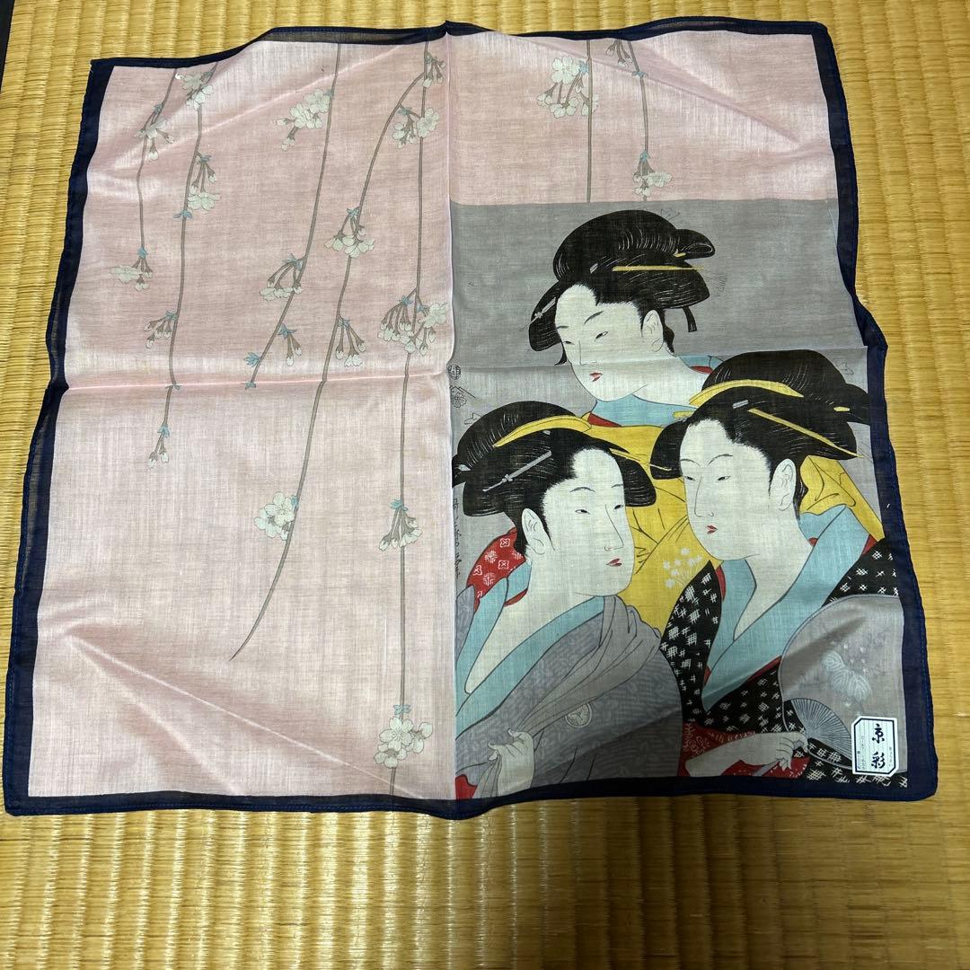 大判ハンカチ　テーブル掛け　風呂敷　喜多川歌麿　京都祇園KATORIYA 京友禅